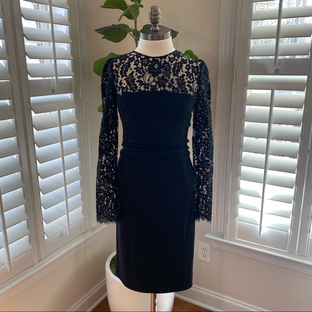 Dolce & Gabbana lace wool dress black size 44